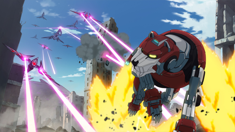 The Red Lion in the midst of a battle with the Galra.